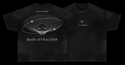 Mass Attraction black T-shirt, front and back artwork preview